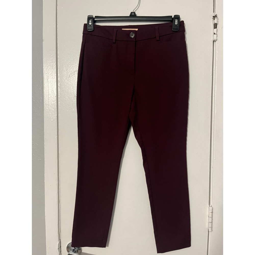 LOFT Womens 6P Burgundy Slim Ankle Pants Maroon Business Casual Petite Trousers